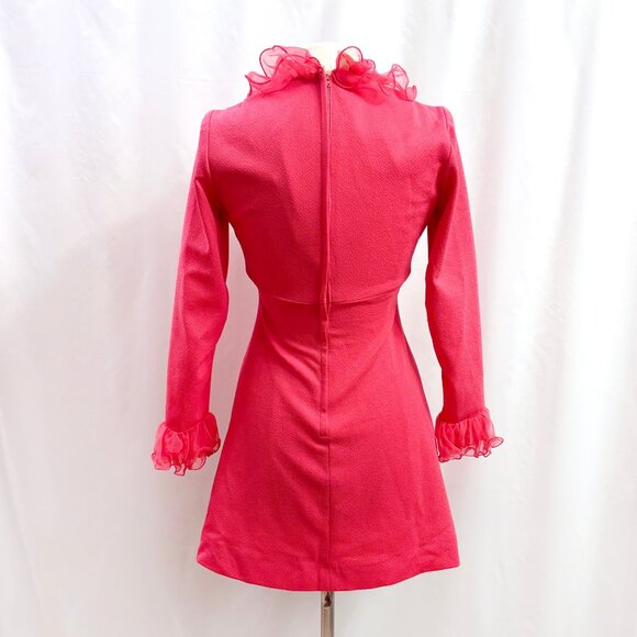 Vintage hot pink ruffle mini dress - fits like a small - Picture 5 of 8